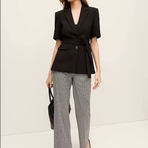 Ann Taylor Black Short-Sleeve Wrap Blazer